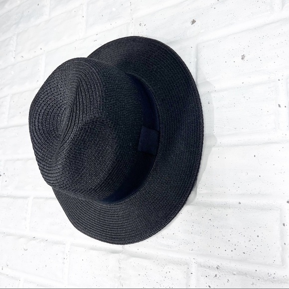 Black Paper Fedora Beach Hat - Picture 5 of 7